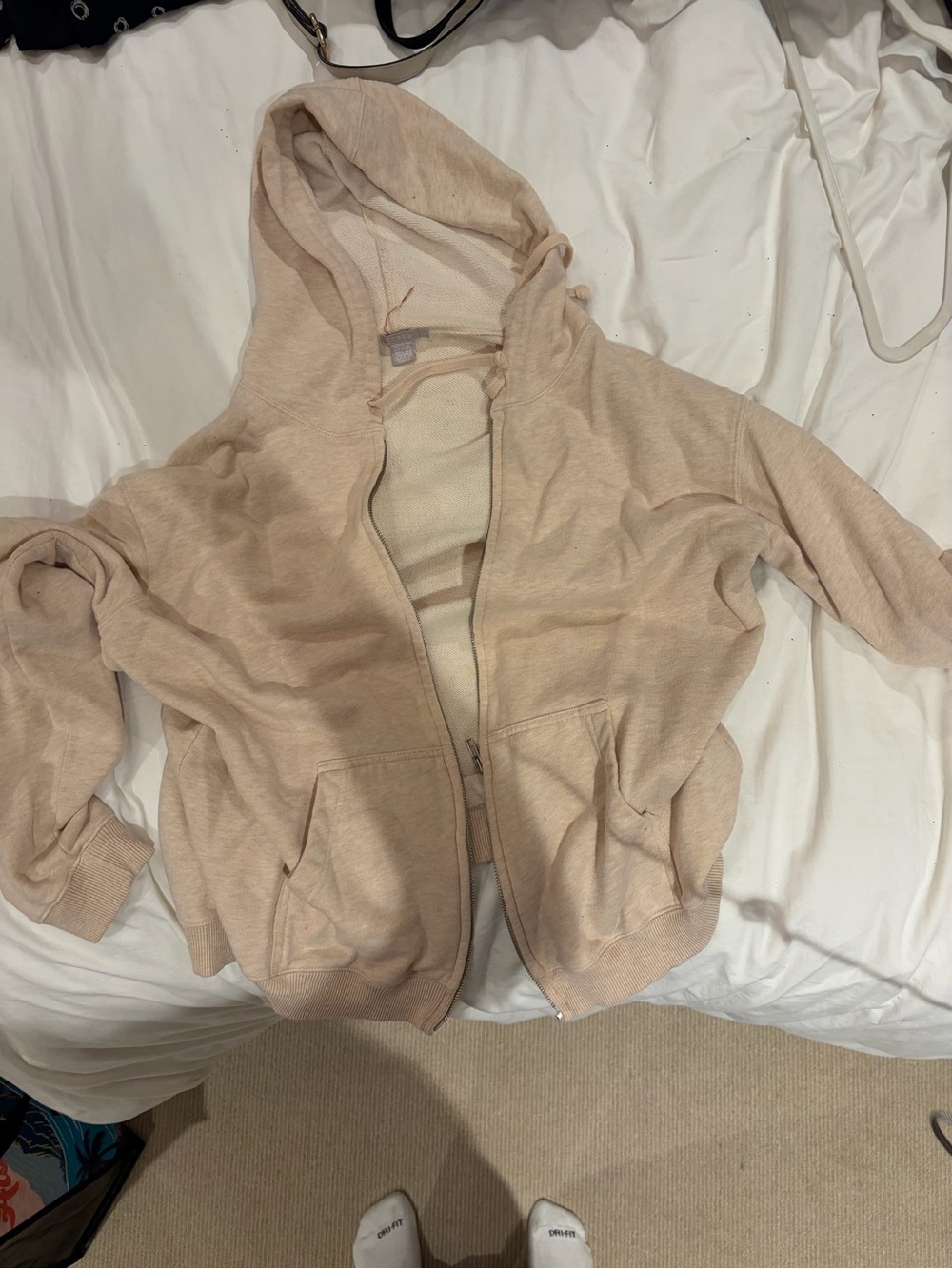 J. Crew Light Beige Zip-Up Hooded Jacket